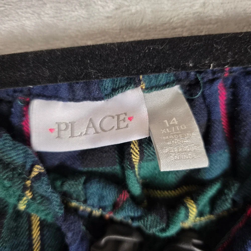 The Children's Place Plaid Flannel Smocked Top Girls 14 XL Academia Peasant Good